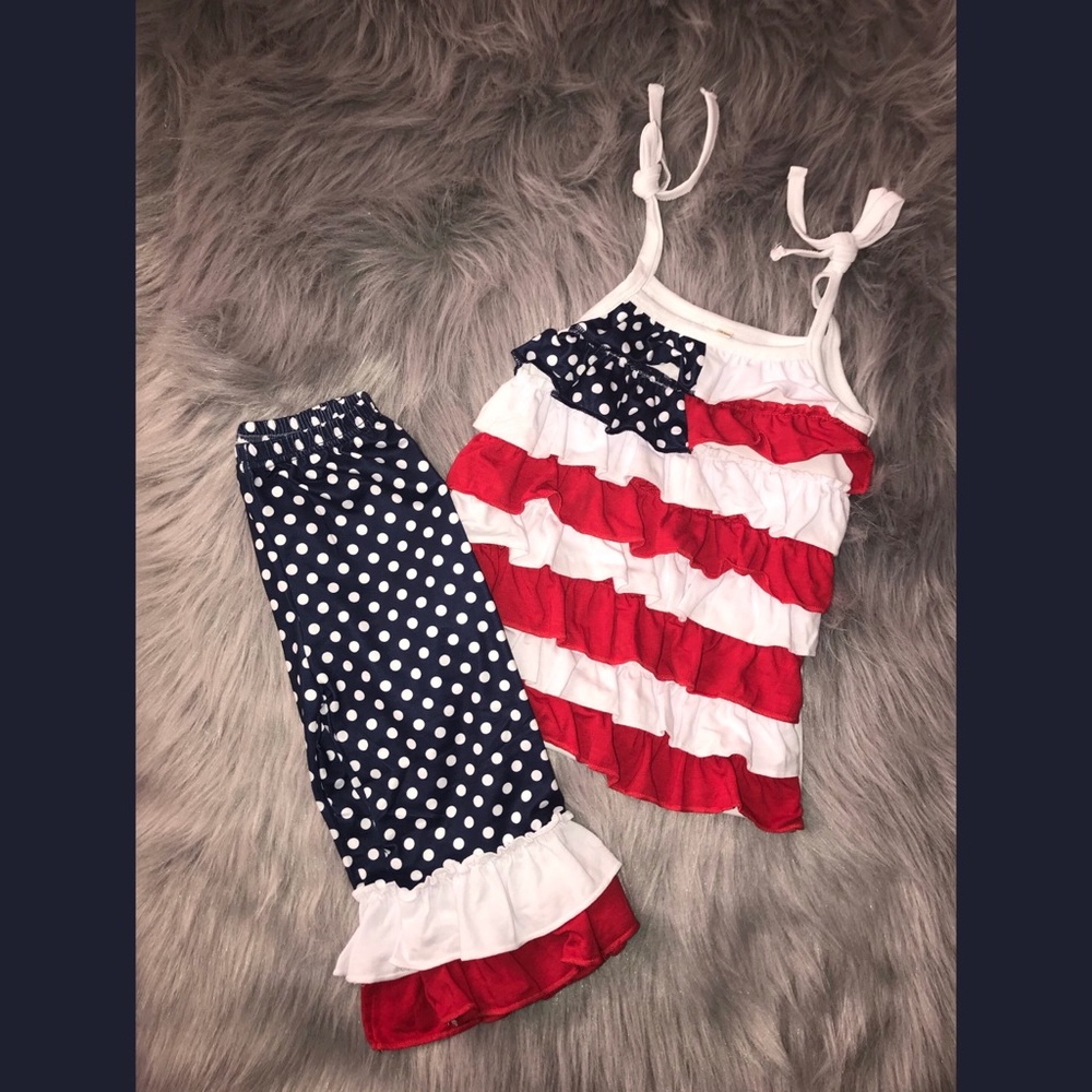 Kids America 4th of July Patriotic Ruffle Outfit